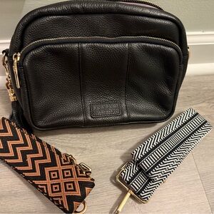 Pom Pom London Black Original Plus Crossbody Bag with Interchangeable Straps